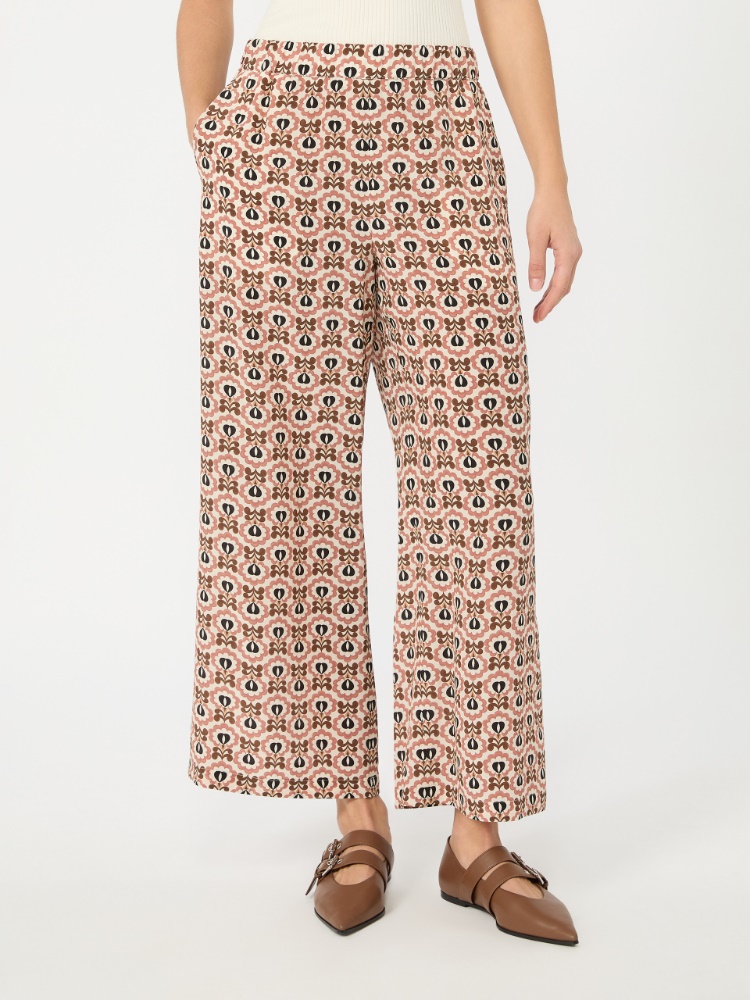 Printed crepe de chine trousers - ANTIQUE ROSE - 2