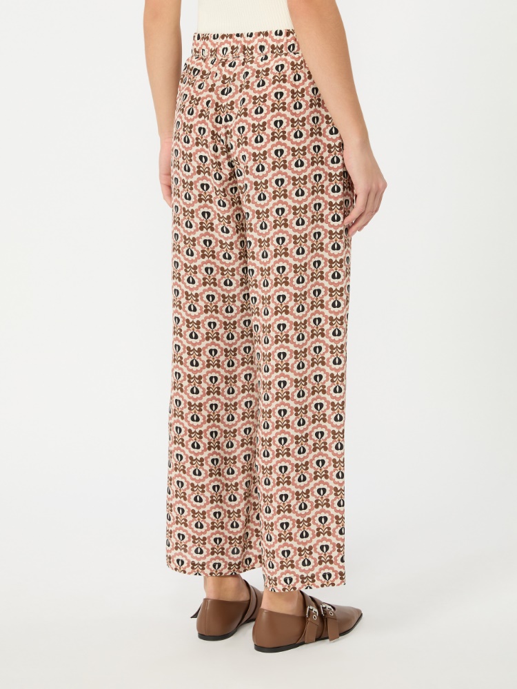 Printed crepe de chine trousers - ANTIQUE ROSE - 3