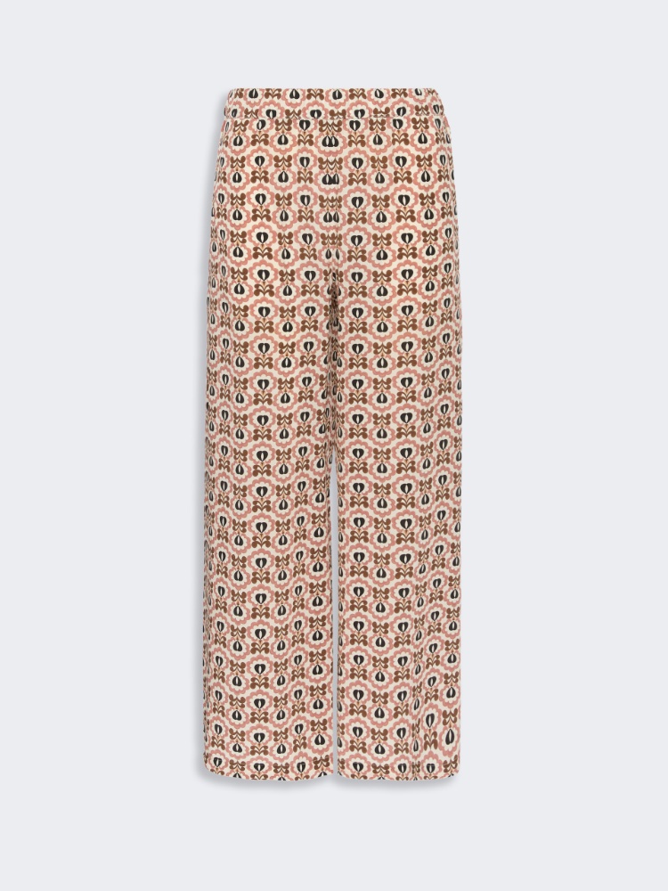 Printed crepe de chine trousers - ANTIQUE ROSE - 4