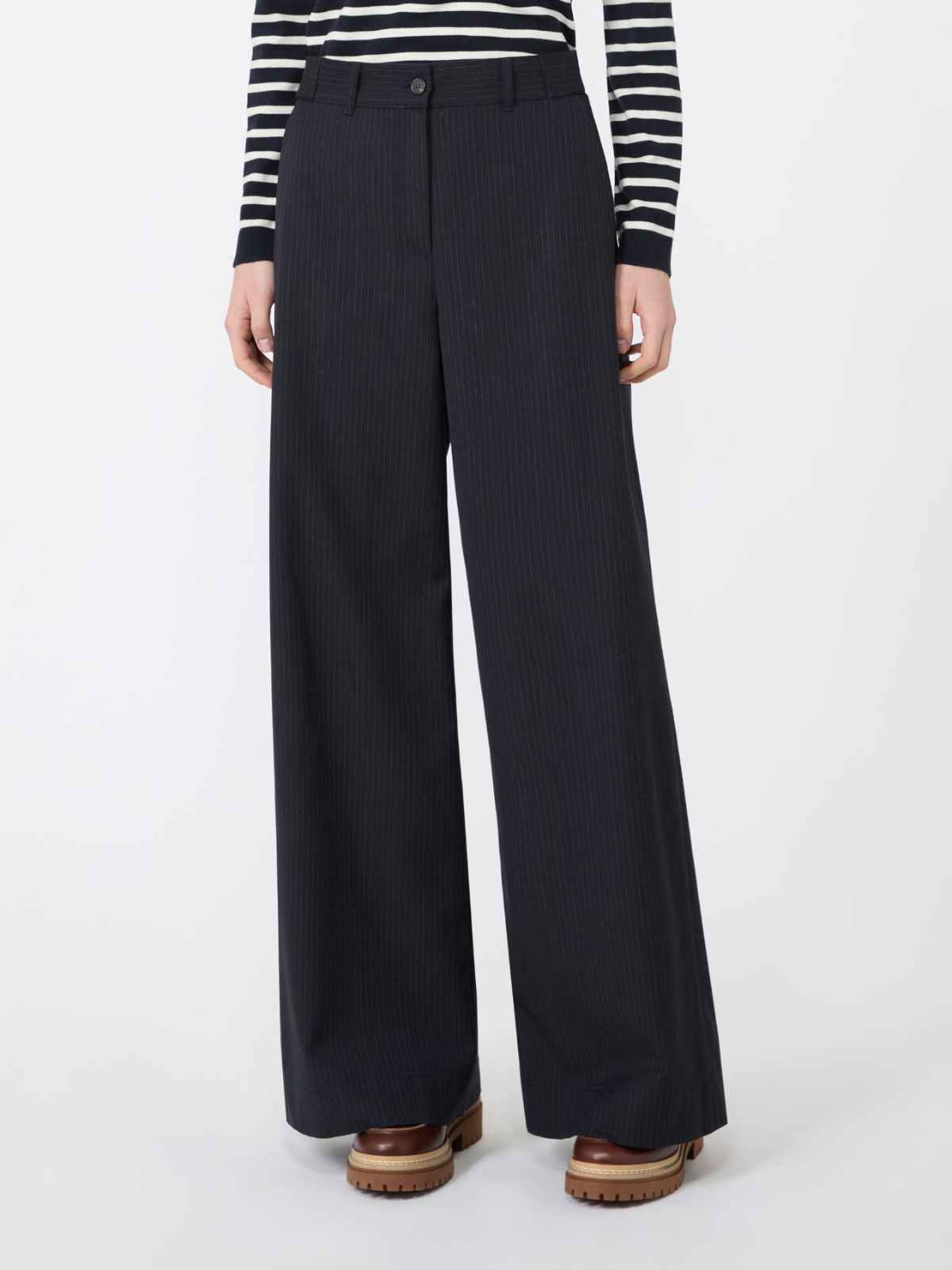Wool and cotton gabardine trousers - NAVY - Max Mara - 2