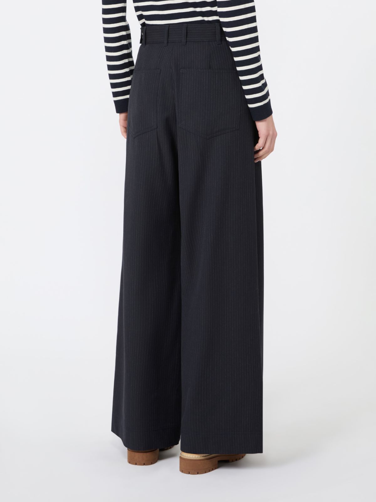 Wool and cotton gabardine trousers - NAVY - Max Mara - 3