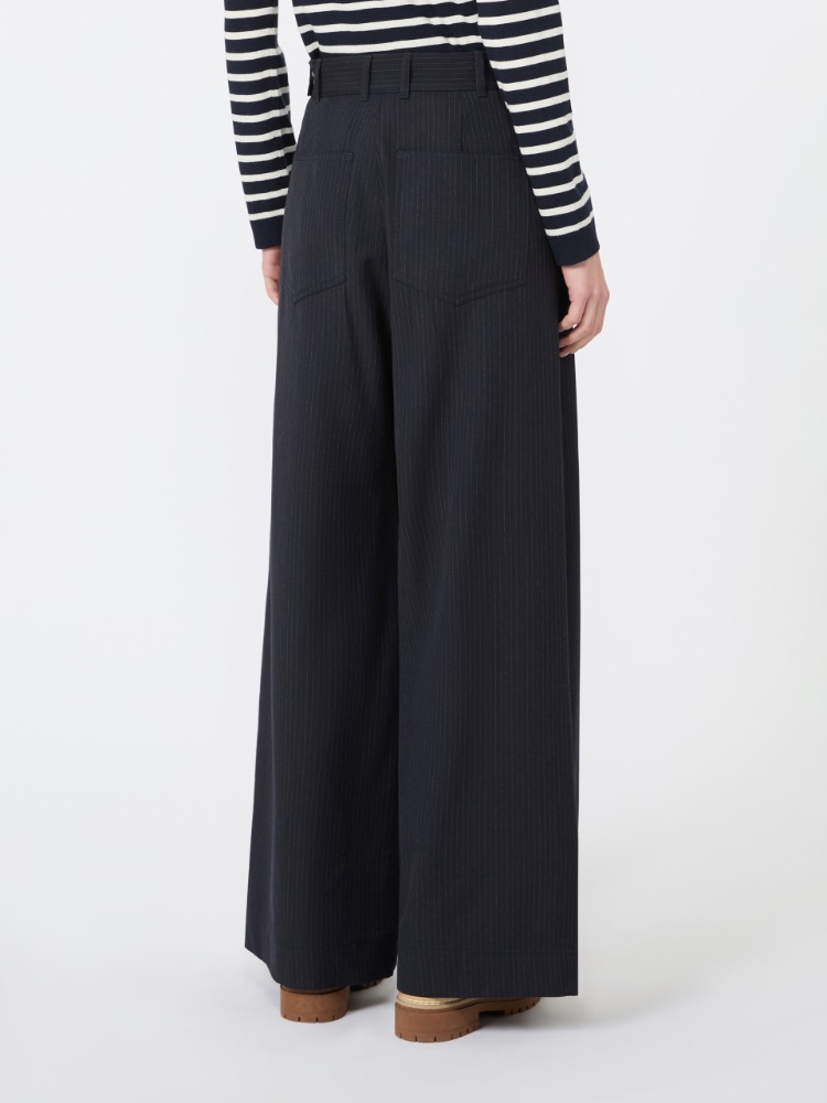 Wool and cotton gabardine trousers - NAVY - Max Mara - 3