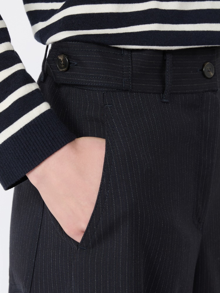 Wool and cotton gabardine trousers - NAVY - Max Mara - 4