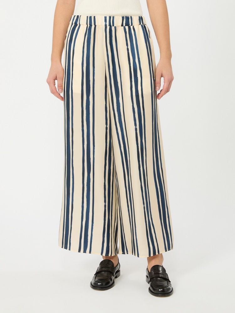 Silk twill trousers - NAVY - 2