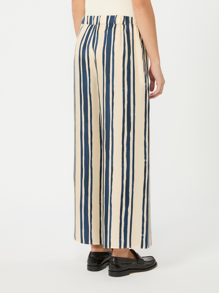 Silk twill trousers - NAVY - 3