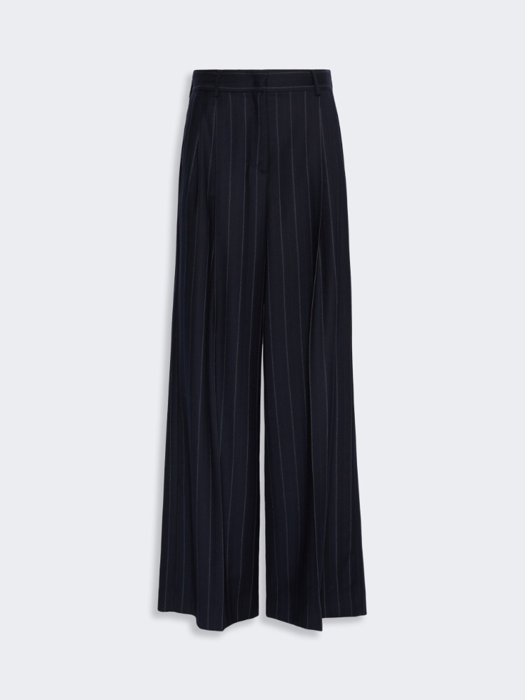 Wool pinstriped flannel trousers - NAVY