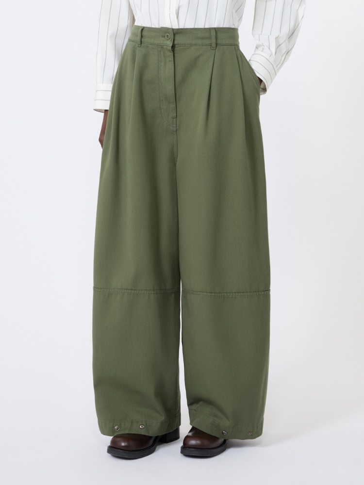 Oversize-Hose aus gewaschener Baumwolle - KHAKI - 2