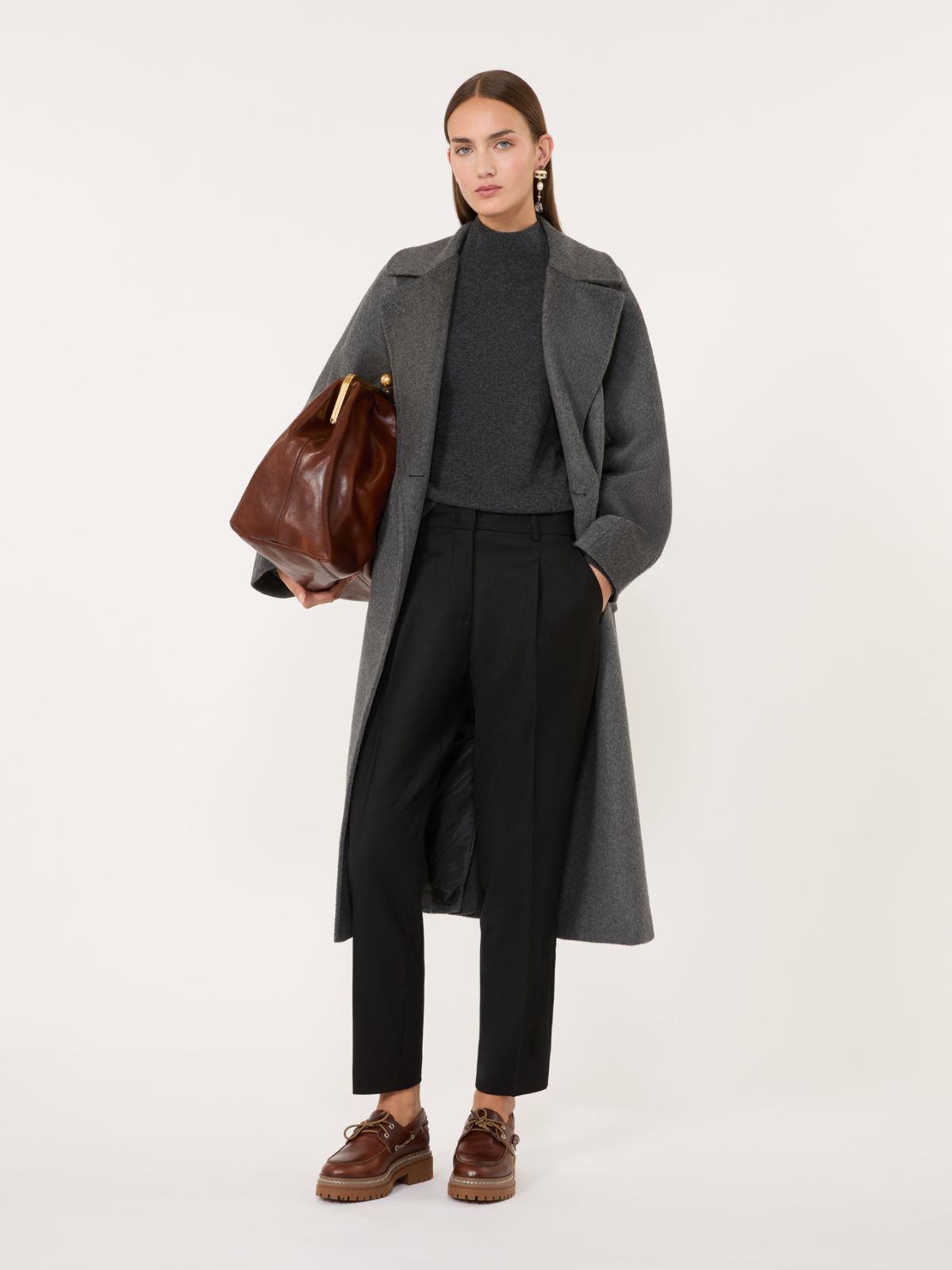 Stretch-flannel cropped trousers + BLACK - Max Mara