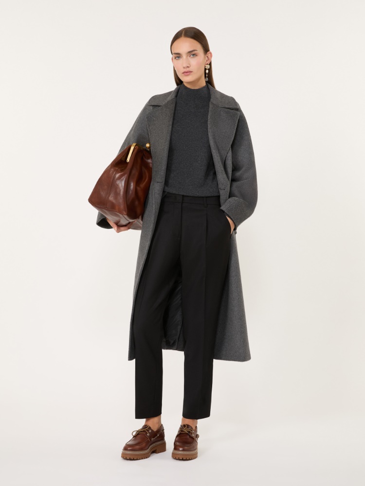 Stretch-flannel cropped trousers - BLACK