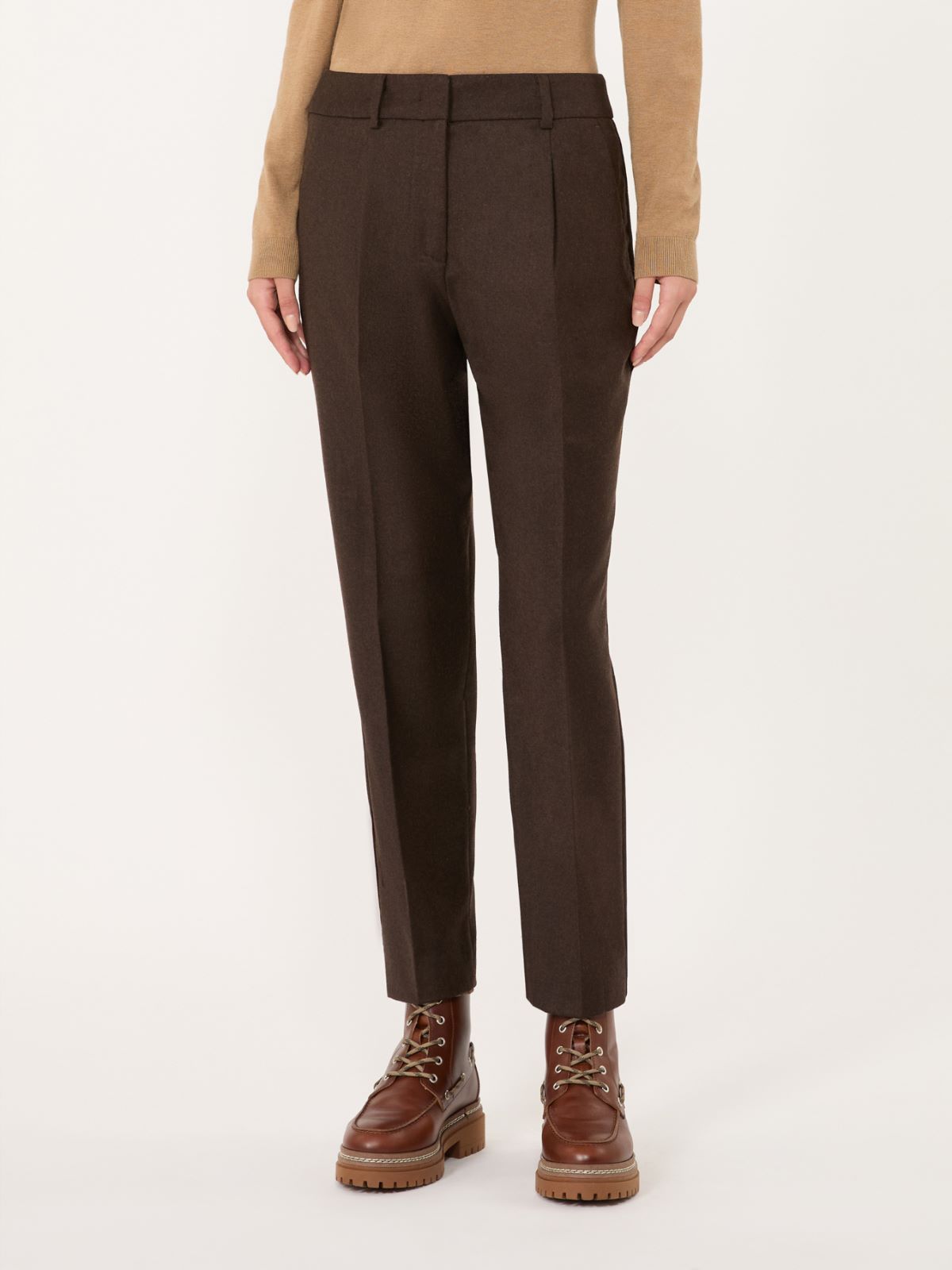Pantalón cropped de franela elástica - MARRON - Max Mara - 2