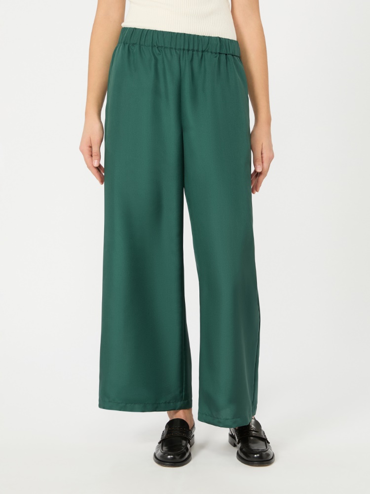 Cropped silk trousers - DARK GREEN - 2