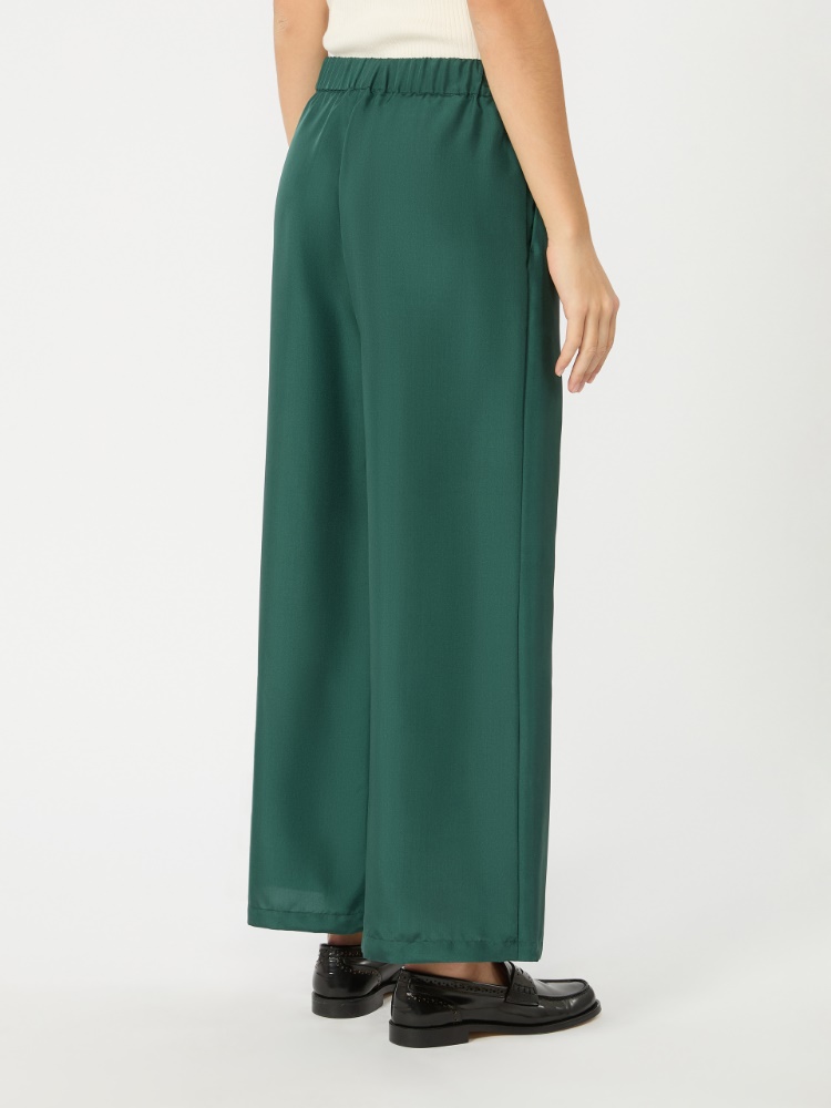 Cropped silk trousers - DARK GREEN - 3