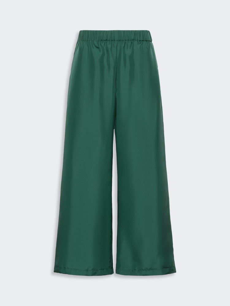 Cropped silk trousers - DARK GREEN