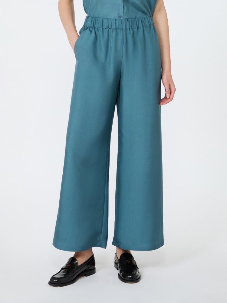 Cropped silk trousers - LIGHT BLUE - 2