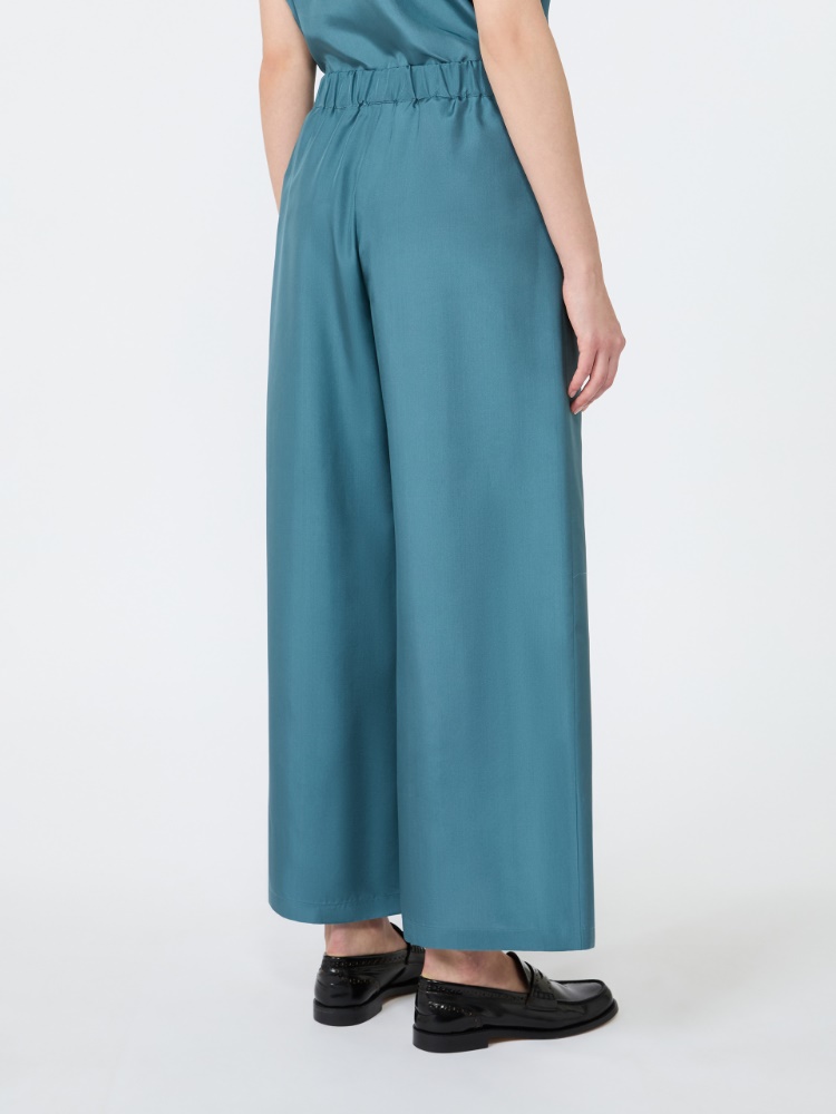 Cropped silk trousers - LIGHT BLUE - 3