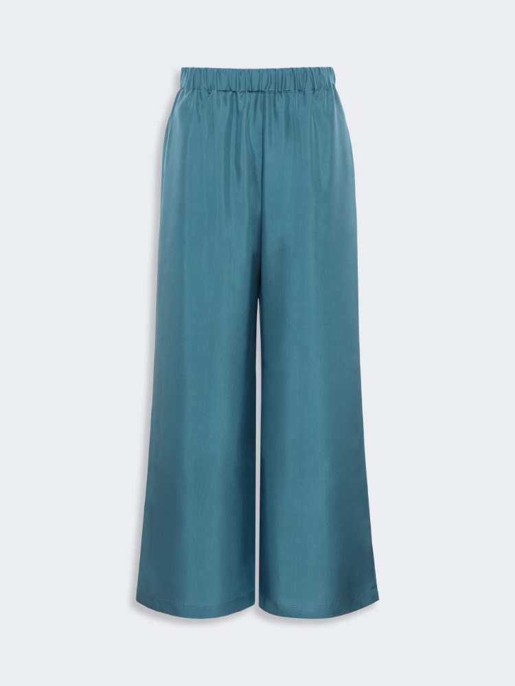 Cropped silk trousers - LIGHT BLUE - 4