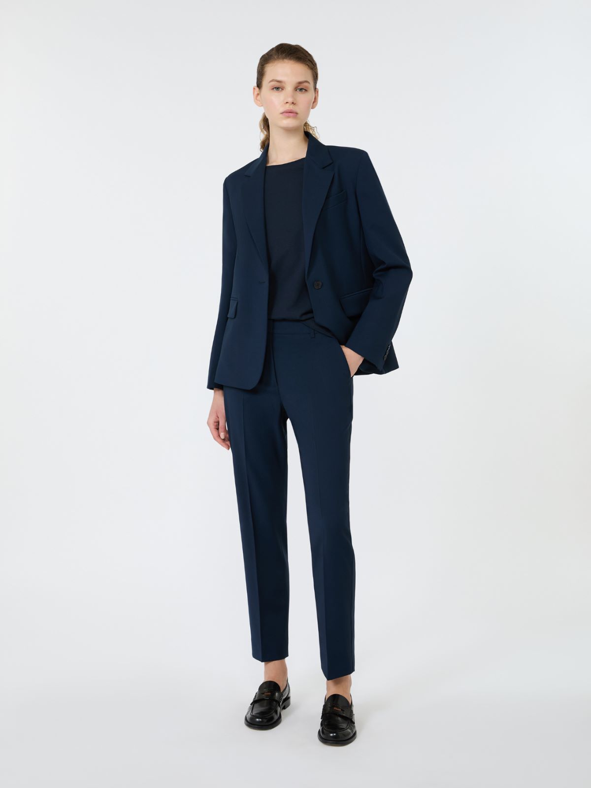 Stretch wool cigarette trousers + NAVY - Max Mara