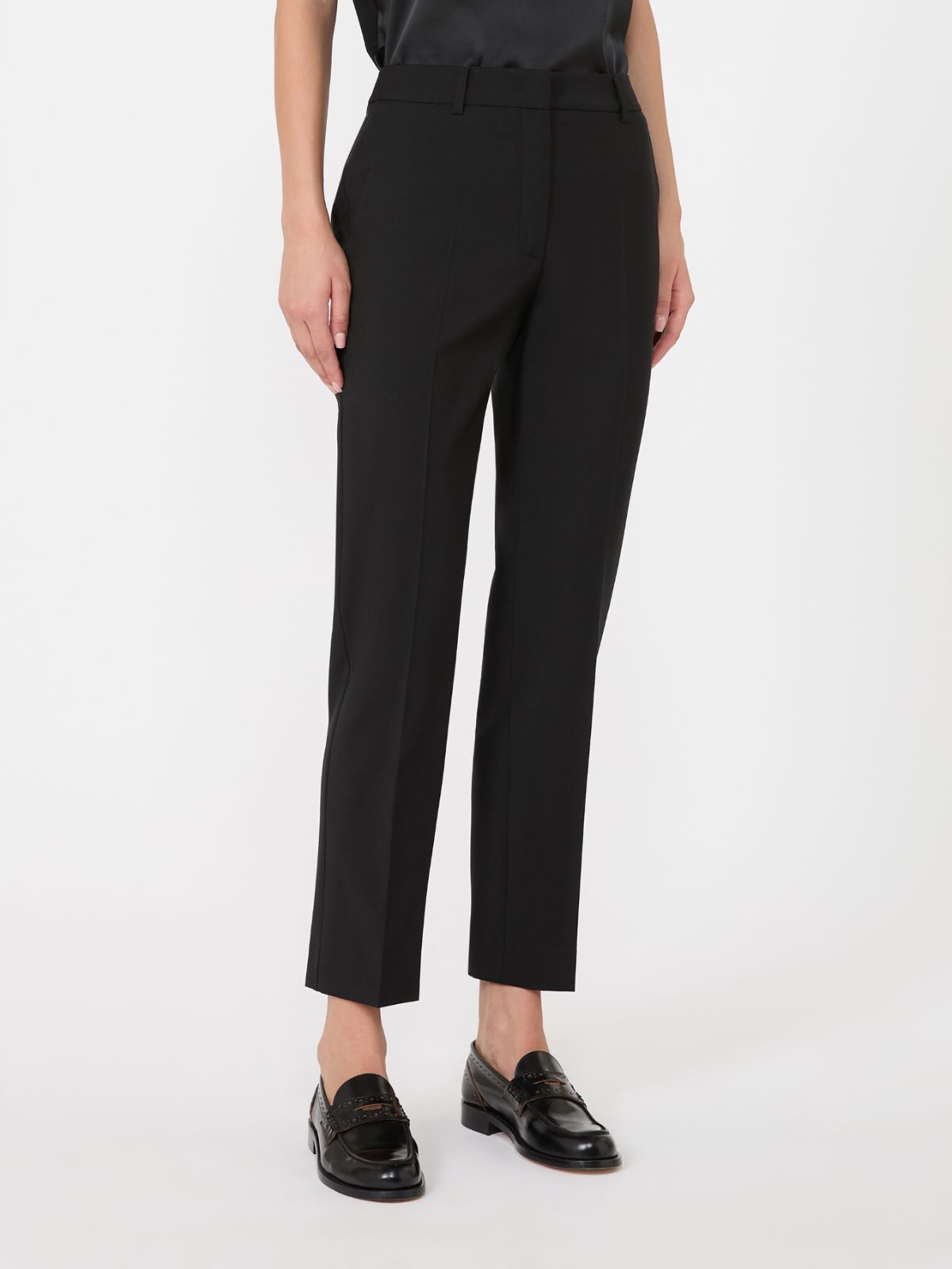 Stretch wool cigarette trousers - BLACK - Max Mara - 2
