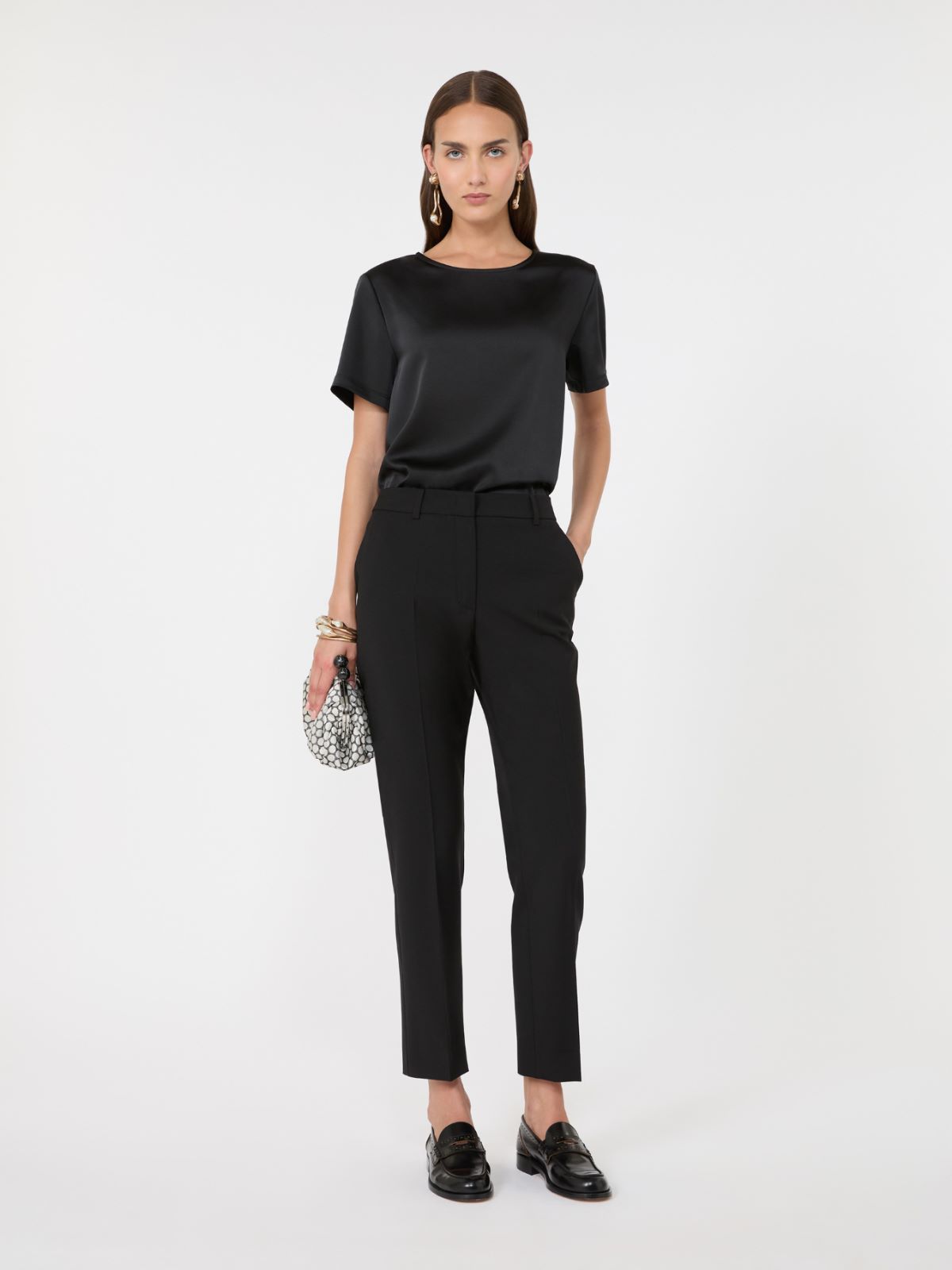 Stretch wool cigarette trousers + BLACK - Max Mara