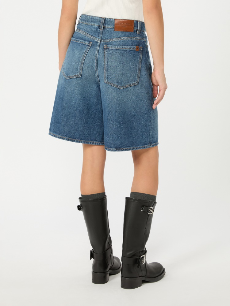 Cotton denim Bermuda shorts - NAVY - 3