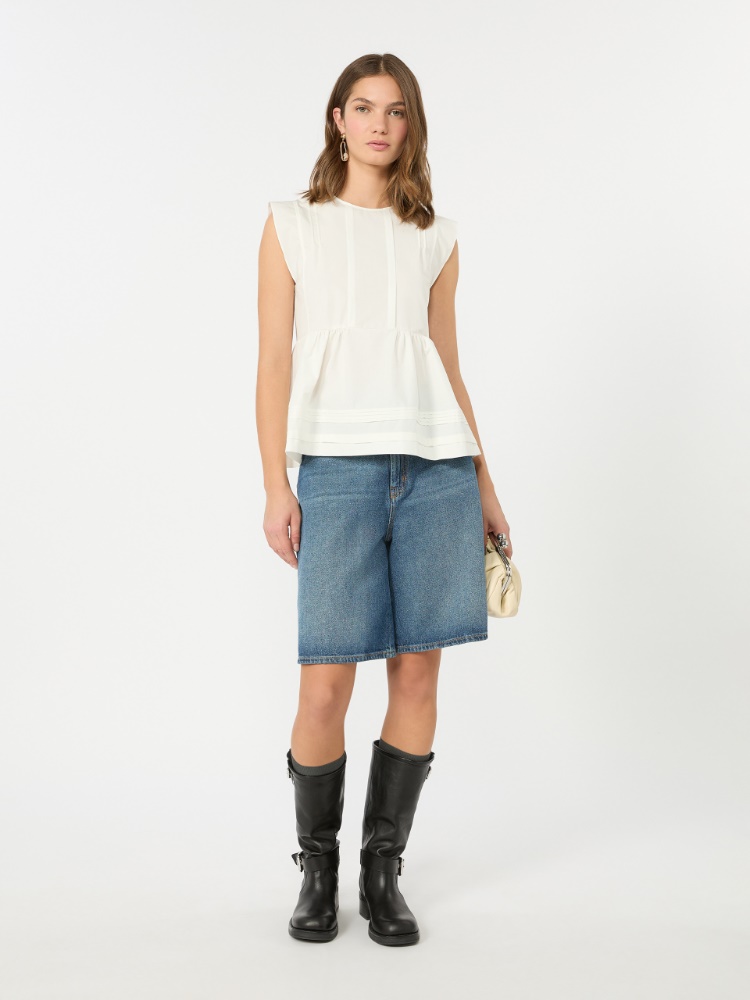 Cotton denim Bermuda shorts - NAVY