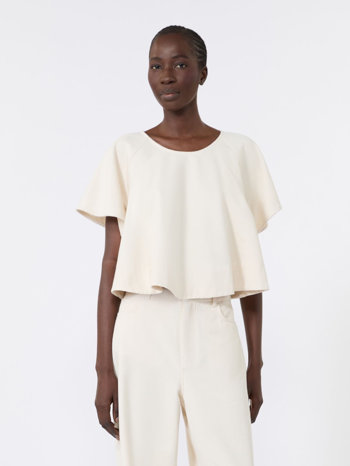 Cropped cotton blouse - ECRU - Max Mara - 2
