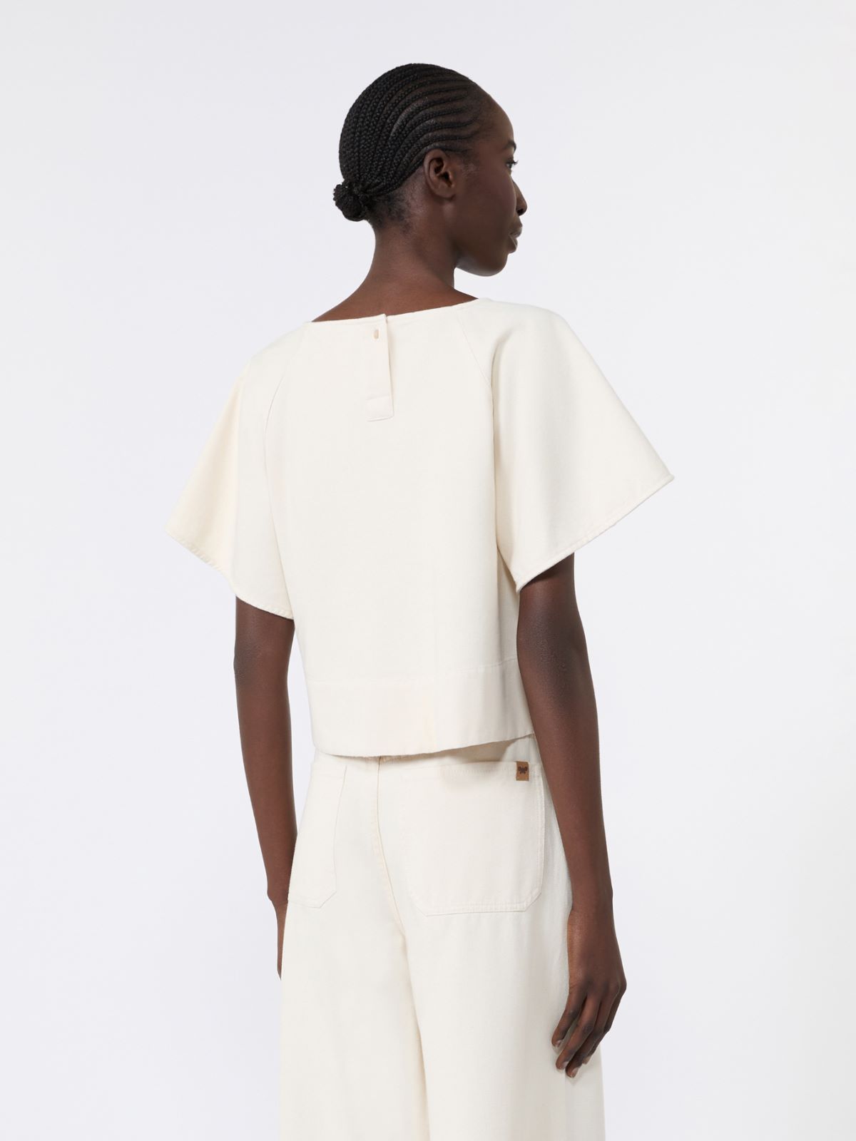 Cropped cotton blouse - ECRU - Max Mara - 3