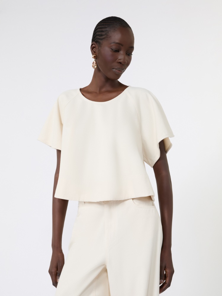 Cropped cotton blouse - ECRU - Max Mara - 4
