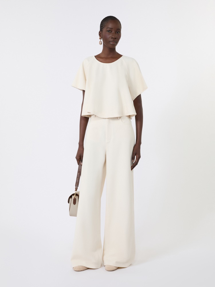 Cropped cotton blouse - ECRU - Max Mara