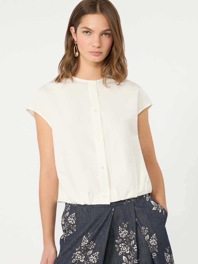 Cotton poplin crop top - WHITE - 4