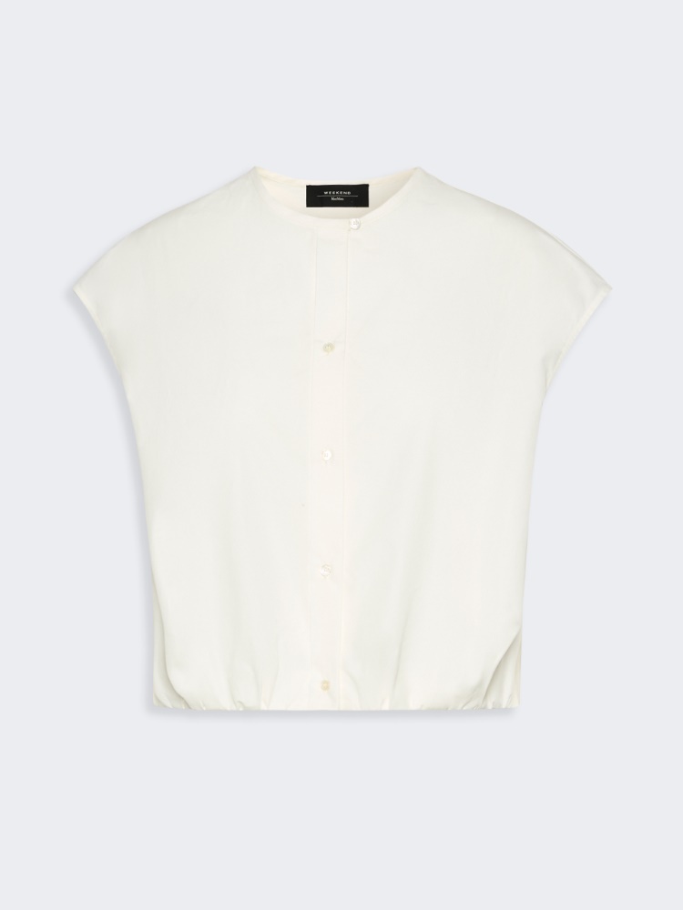 Cotton poplin crop top - WHITE - 5