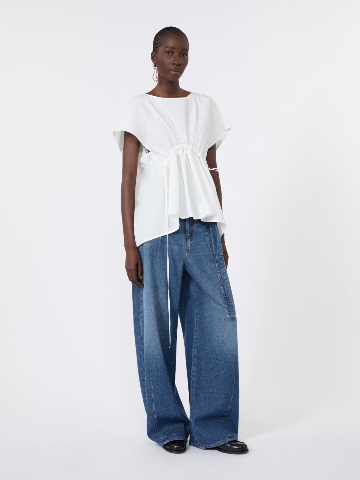 Cotton poplin blouse - WHITE - Max Mara