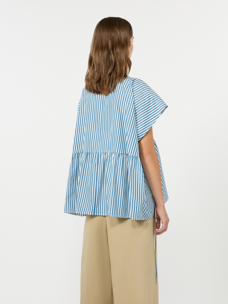 Cotton poplin blouse - CORNFLOWER BLUE - 3