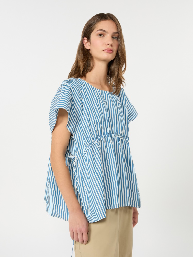 Cotton poplin blouse - CORNFLOWER BLUE - 4