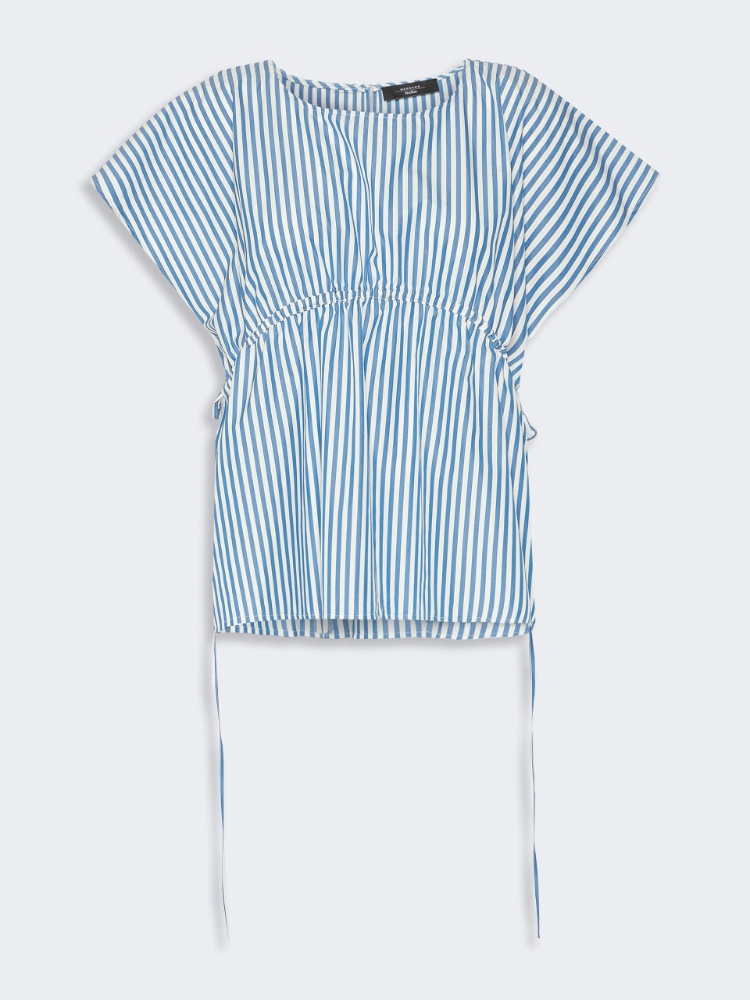 Cotton poplin blouse - CORNFLOWER BLUE - 5