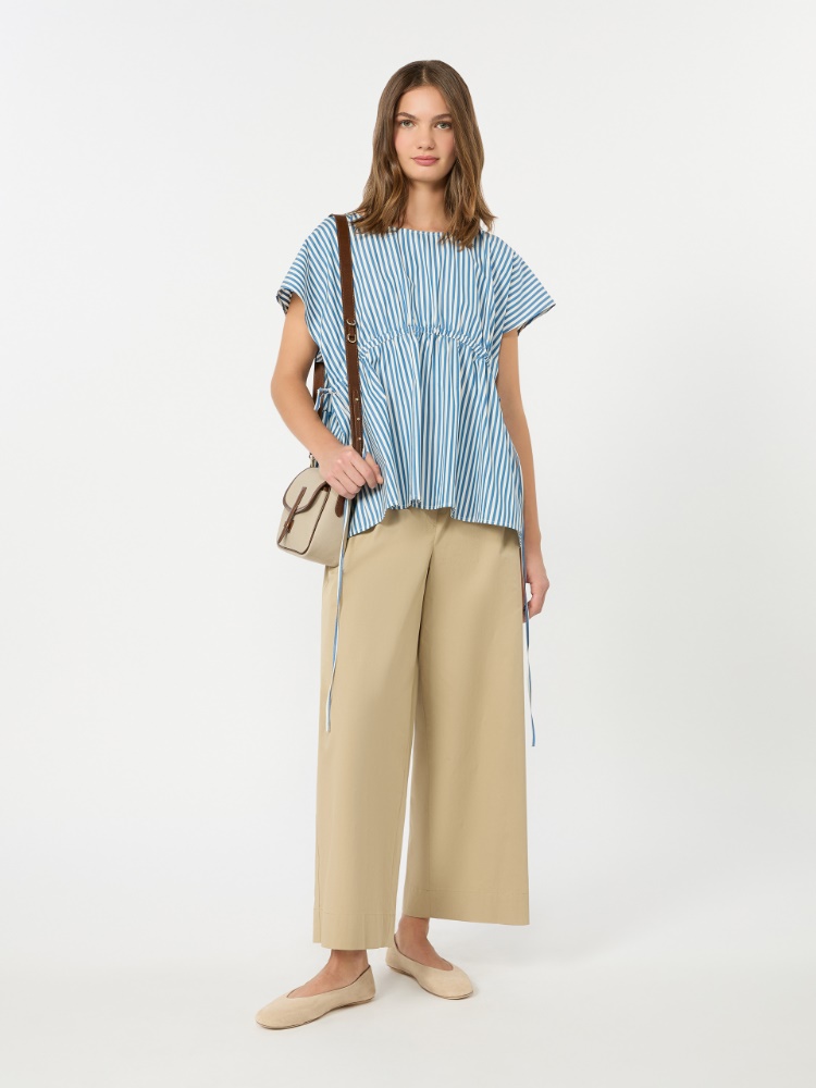 Cotton poplin blouse - CORNFLOWER BLUE - 1
