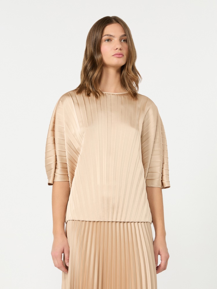 Loose blouse in pleated satin - ANTIQUE ROSE - 2