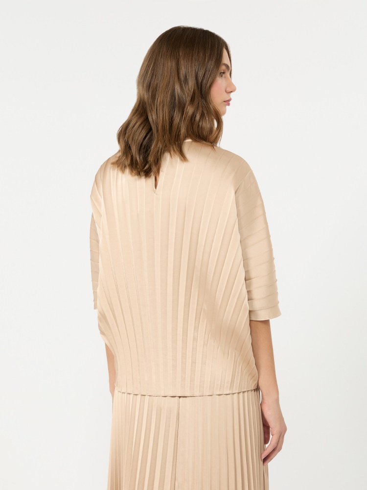 Loose blouse in pleated satin - ANTIQUE ROSE - 3