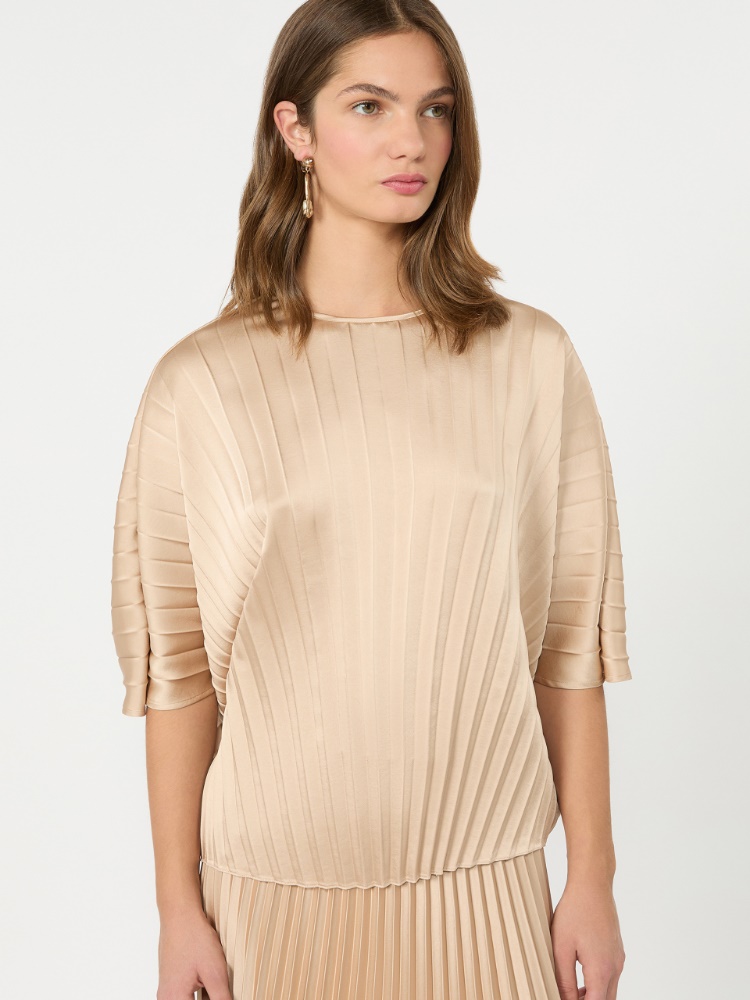 Loose blouse in pleated satin - ANTIQUE ROSE - 4