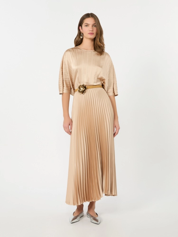 Loose blouse in pleated satin - ANTIQUE ROSE