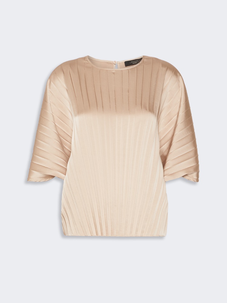 Loose blouse in pleated satin - ANTIQUE ROSE