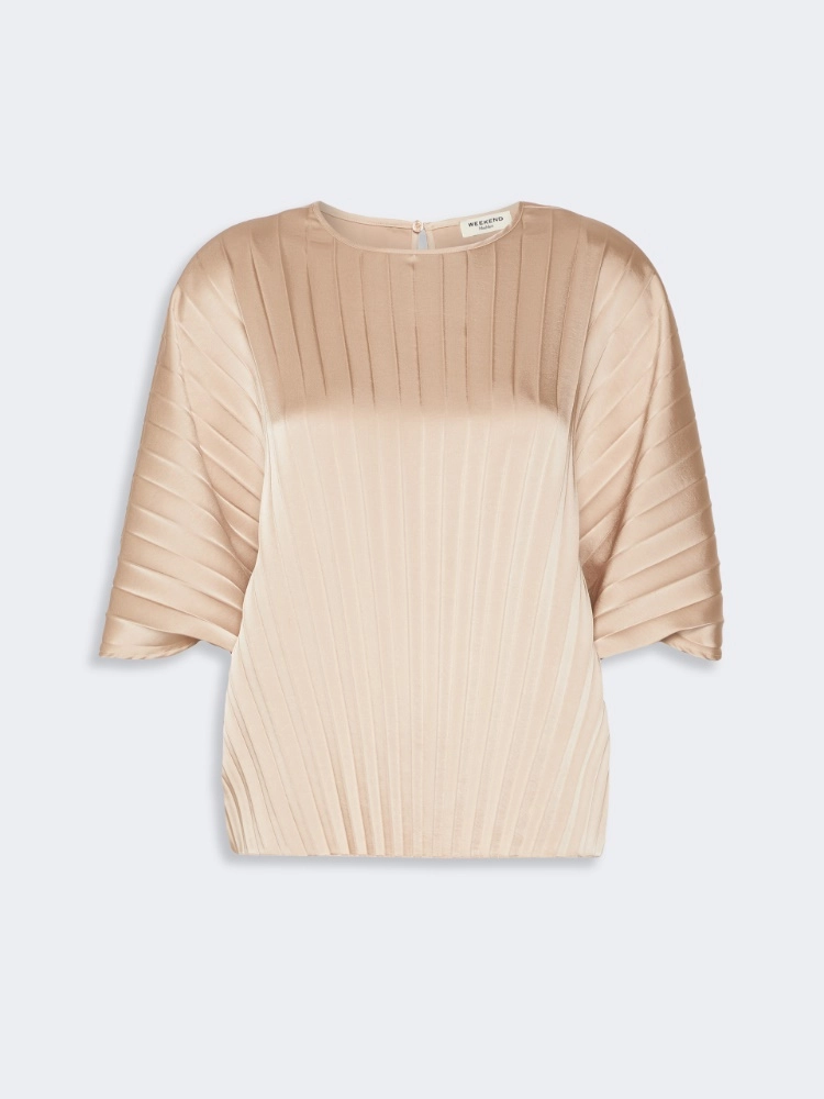 Loose blouse in pleated satin - ANTIQUE ROSE