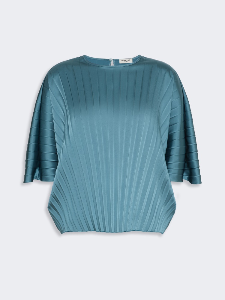 Blusa amplia de satén plisado - BLEU AZUR - Max Mara - 5