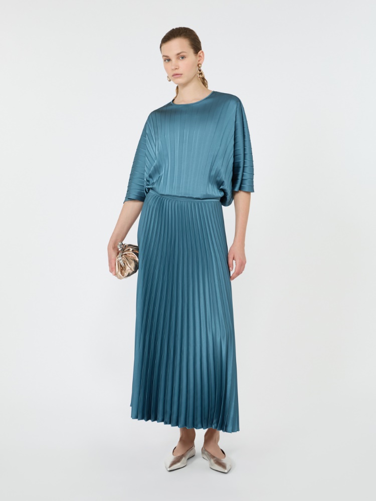 Blusa amplia de satén plisado + BLEU AZUR - Max Mara