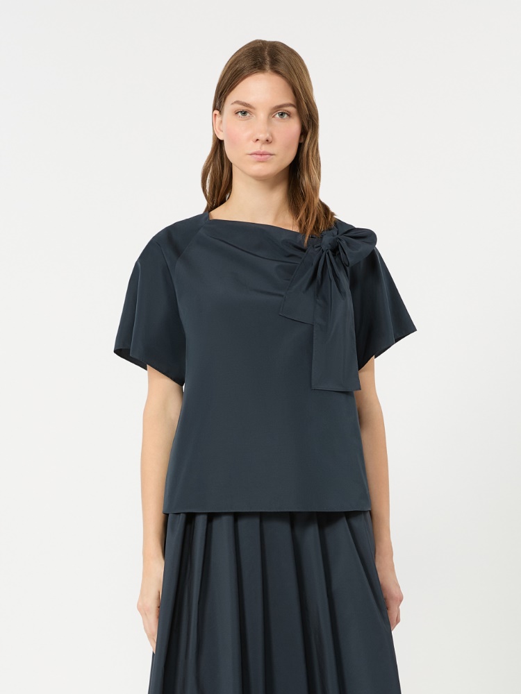 Cotton-blend taffeta blouse - NAVY - 2