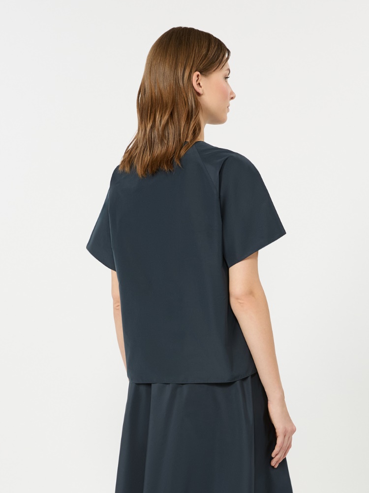 Cotton-blend taffeta blouse - NAVY - 3