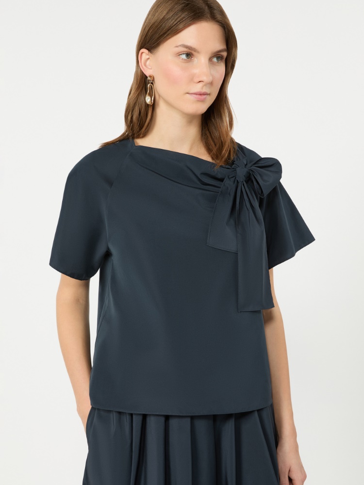Cotton-blend taffeta blouse - NAVY - 4
