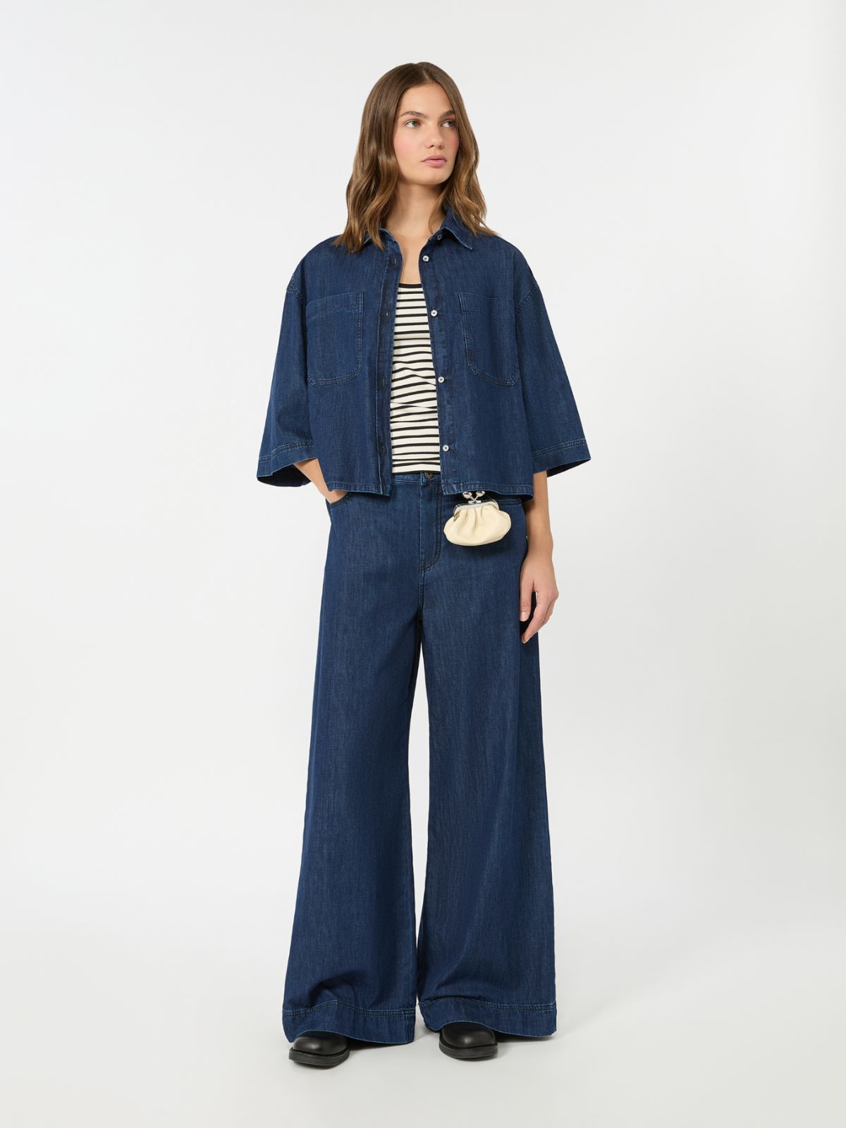 Cotton denim wide-leg jeans + NAVY - Max Mara