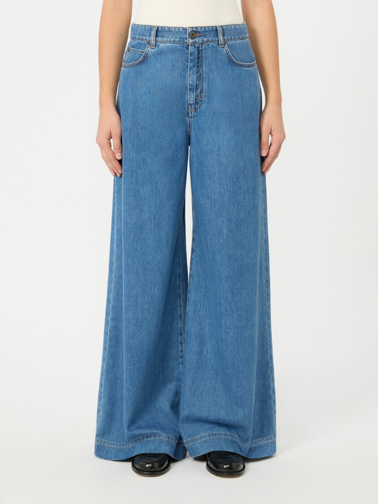 Cotton denim wide-leg jeans - NAVY - 2