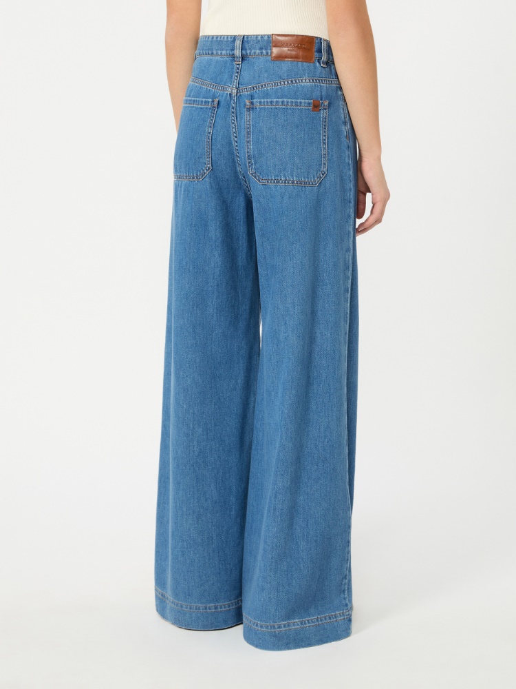 Cotton denim wide-leg jeans - NAVY - 3